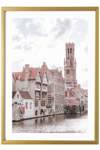 Belgium Print - Bruges Art Print - Canal Sunset