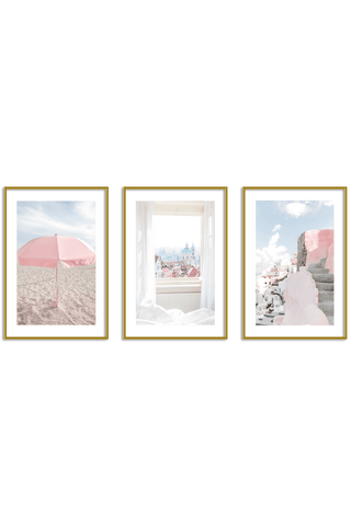 Gallery Wall Set of 3 - Art Print Set of 3 - Wanderlust Pink