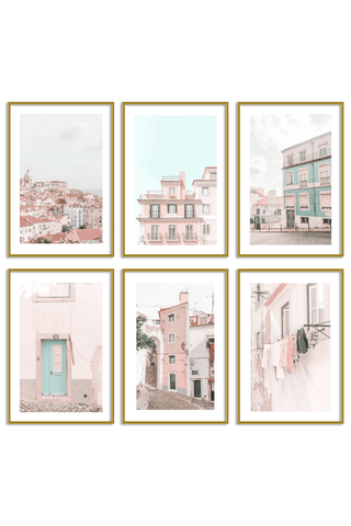 Gallery Wall Set of 6 - Art Print Set of 6 - Lisbon Pastel