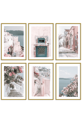 Gallery Wall Set of 6 - Art Print Set of 6 - Santorini in Pink