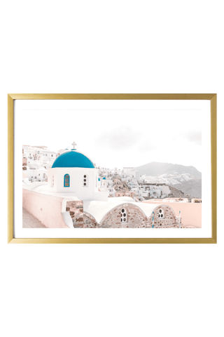 Greece Print - Santorini Art Print - Blue Dome #1
