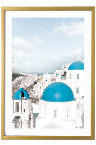 Greece Print - Santorini Art Print - Blue Domes