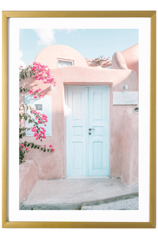 Greece Print - Santorini Art Print - Blue Door #4
