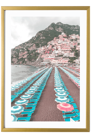 Italy Print - Positano Art Print - Umbrellas