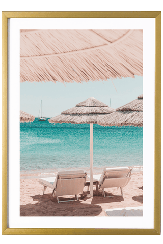 Italy Print - Sardinia Art Print - White Beach Umbrellas #1