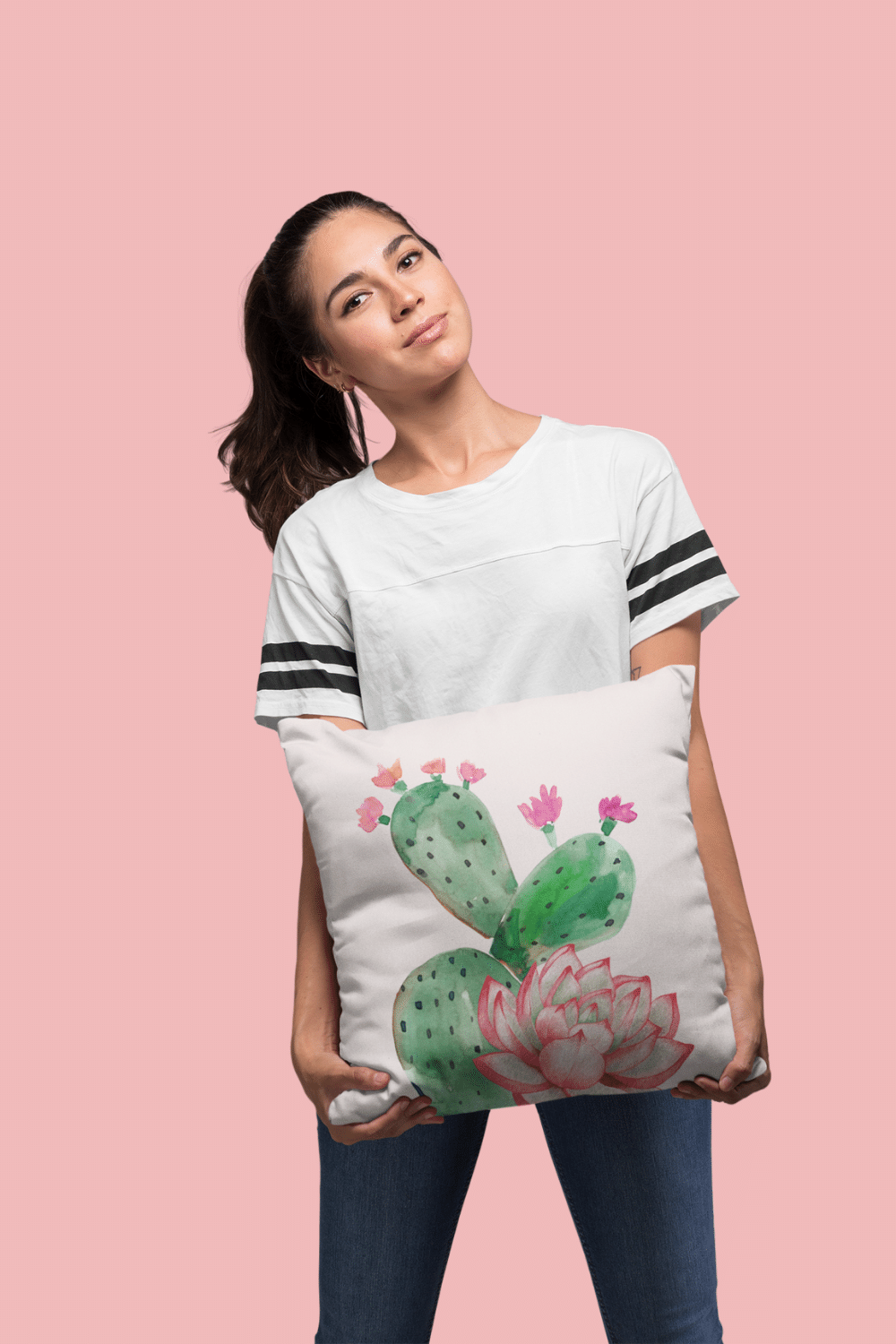 Pillows - Dorm Room Pillow - Cactus & Flowers