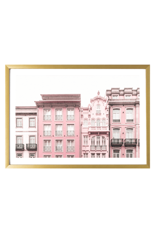 Portugal Print - Porto Art Print - Pink Buildings #2