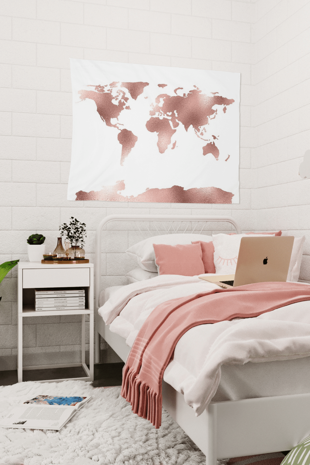 Tapestries - Dorm Room Wall Tapestry - Pink Map