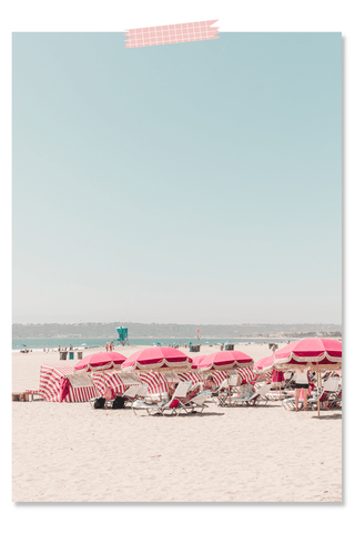 Dorm Room Poster Print - Pink Beach Umbrellas 527 Photo