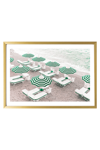 Positano Art Print - Emerald Green Umbrellas 527 Photo