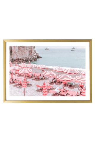 Positano Art Print - Orange Umbrellas 527 Photo