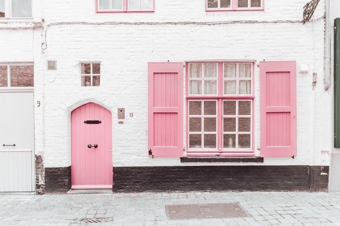 Belgium Print - Bruges Art Print - Pink House