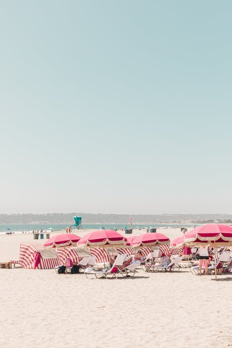 Dorm Prints - Dorm Room Poster Print - Pink Beach Umbrellas