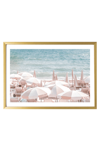 France Print - Cannes Art Print - Beach Umbrellas