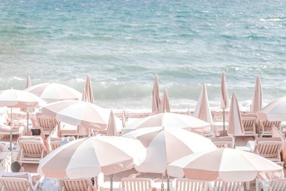 France Print - Cannes Art Print - Beach Umbrellas