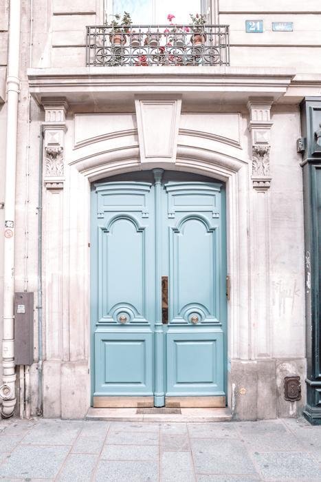 France Print - Paris Art Print - Colorful Blue Door