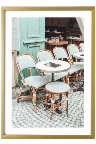 France Print - Paris Art Print - Mint Green Cafe #1