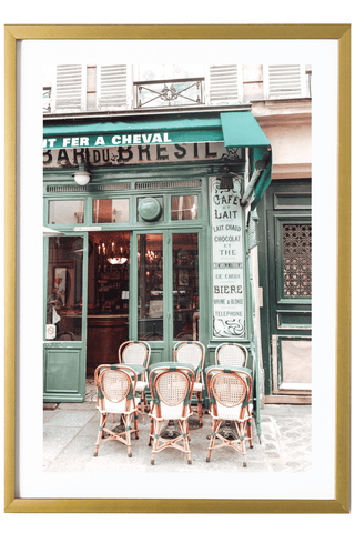 France Print - Paris Art Print - Mint Green Cafe #2
