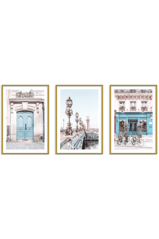 Gallery Wall Set of 3 - Art Print Set of 3 - Paris Blue