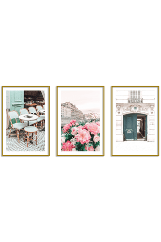 Gallery Wall Set of 3 - Art Print Set of 3 - Paris Pink & Green