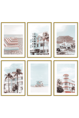 Gallery Wall Set of 6 - Art Print Set of 6 - Miami Blue