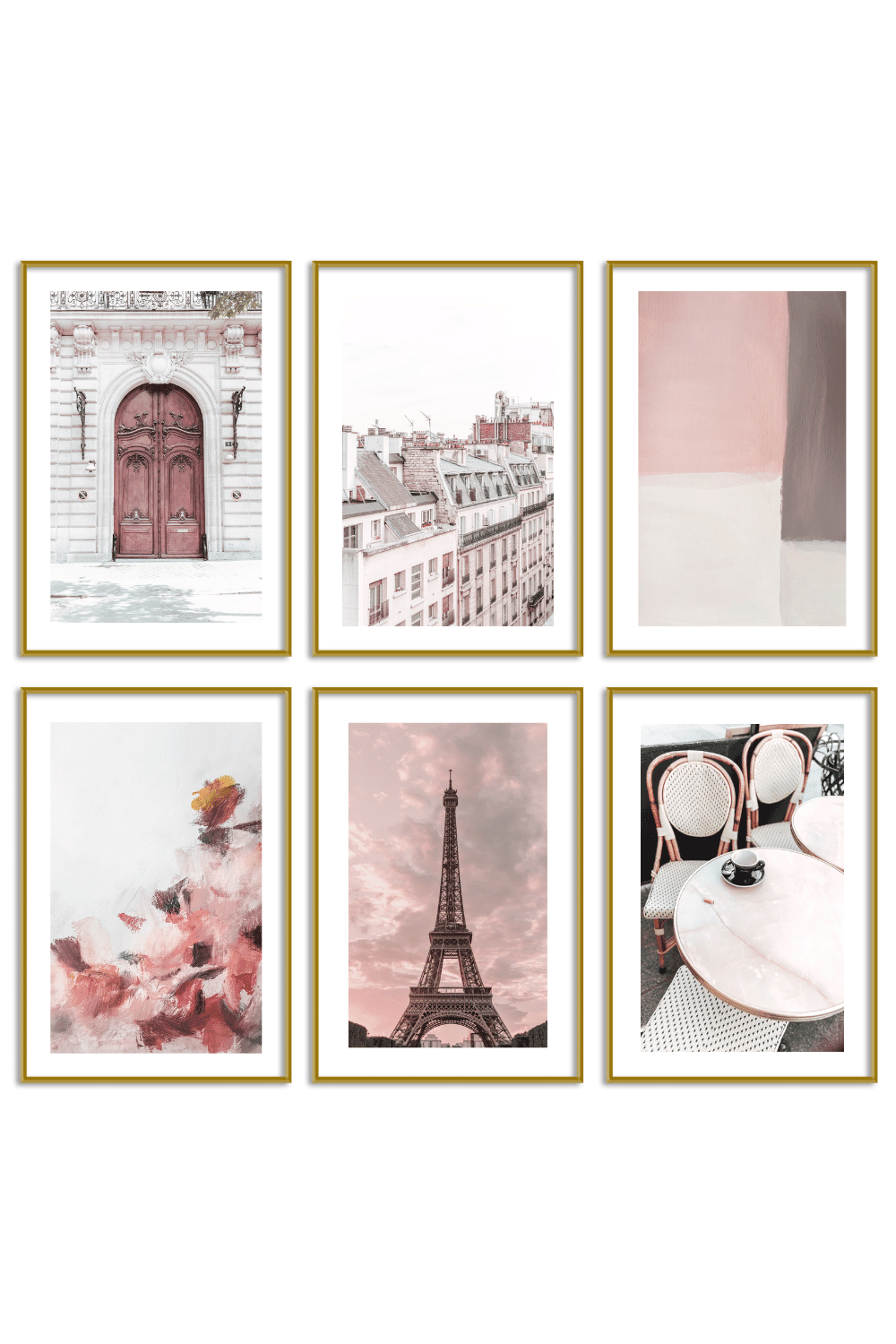Gallery Wall Set of 6 - Art Print Set of 6 - Paris Colorful Pink