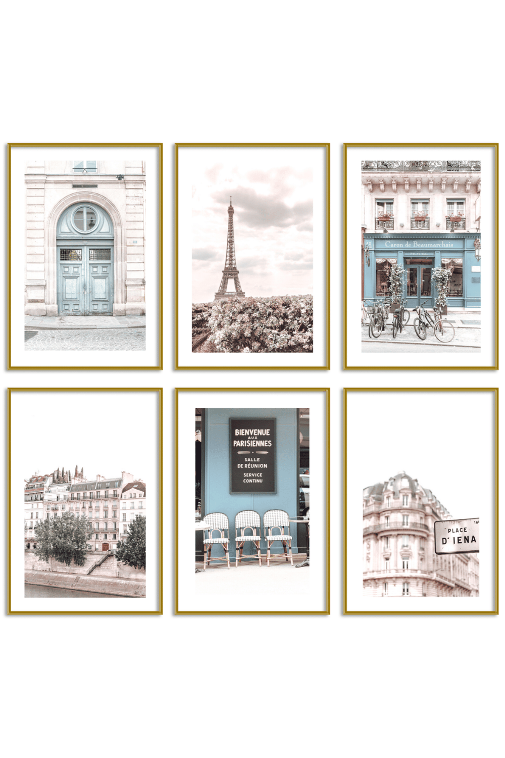 Gallery Wall Set of 6 - Art Print Set of 6 - Paris in Blue