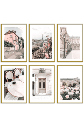 Gallery Wall Set of 6 - Art Print Set of 6 - Paris in Pink