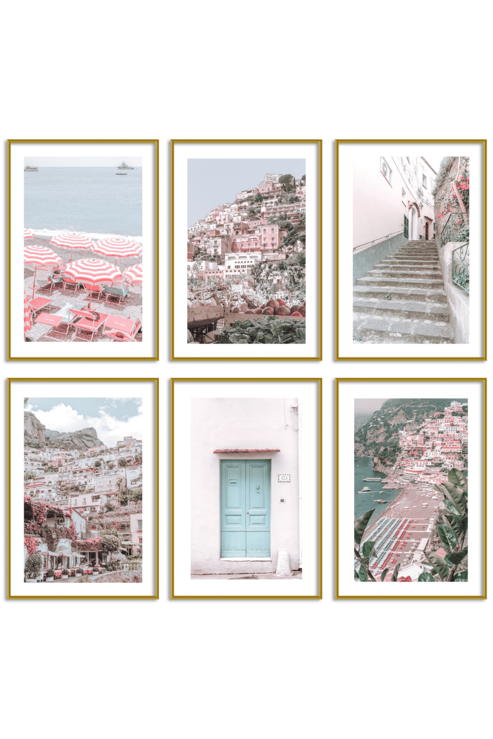 Gallery Wall Set of 6 - Art Print Set of 6 - Positano Pastel