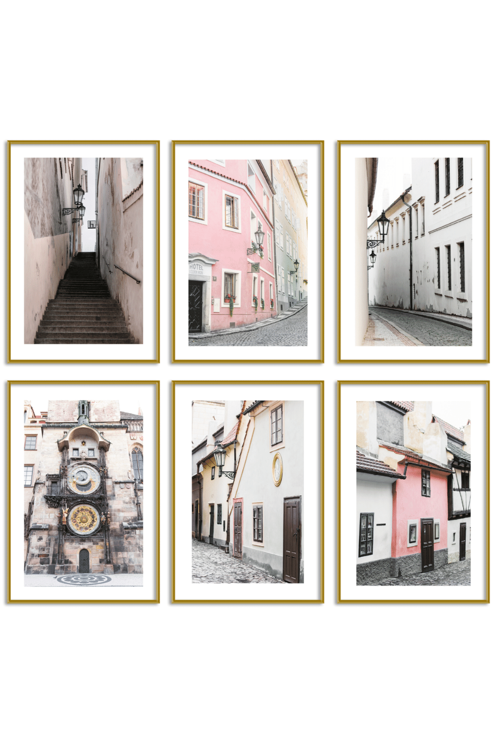 Gallery Wall Set of 6 - Art Print Set of 6 - Prague in Pink