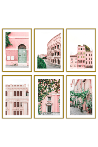 Gallery Wall Set of 6 - Art Print Set of 6 - Rome in Pink
