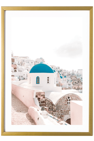Greece Print - Santorini Art Print - Blue Dome #2