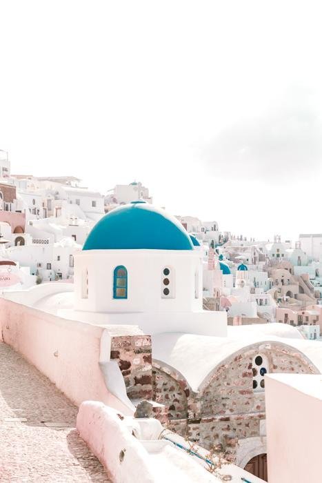 Greece Print - Santorini Art Print - Blue Dome #2