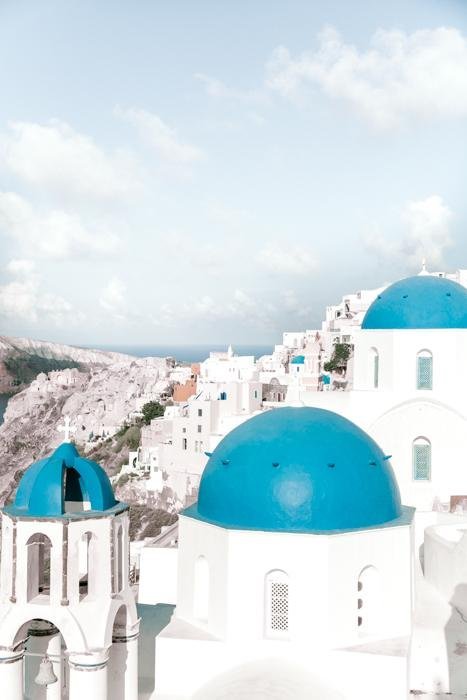 Greece Print - Santorini Art Print - Blue Domes