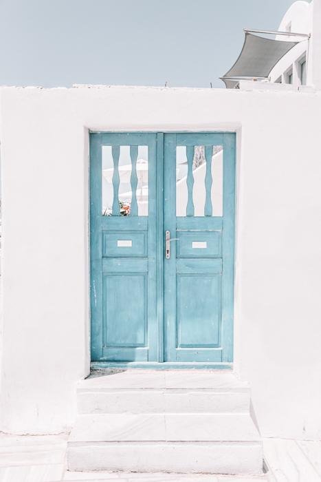 Greece Print - Santorini Art Print - Blue Door #2