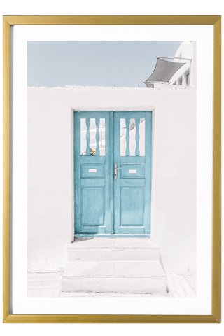 Greece Print - Santorini Art Print - Blue Door #2