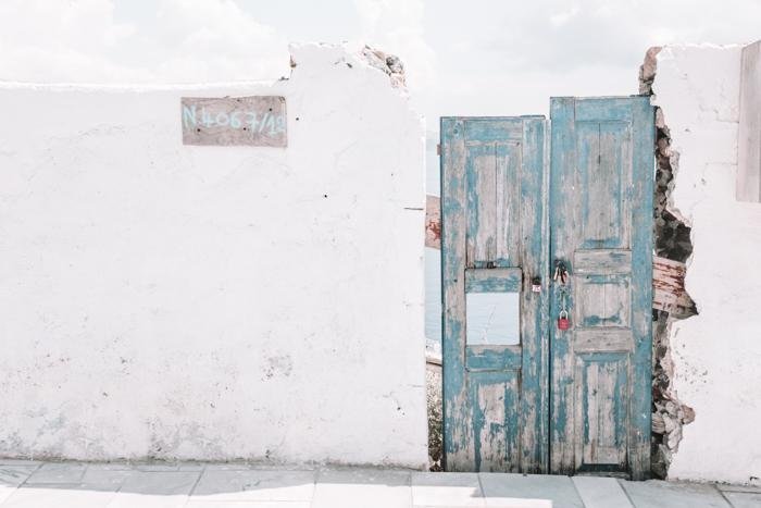 Greece Print - Santorini Art Print - Blue Door #3