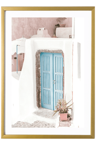 Greece Print - Santorini Art Print - Blue Door #5