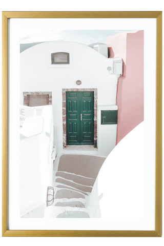 Greece Print - Santorini Art Print - Green Door #2