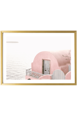 Greece Print - Santorini Art Print - Pink Cave House