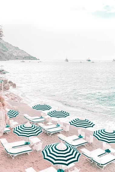 Italy Print - Positano Art Print - Blue Umbrellas #1