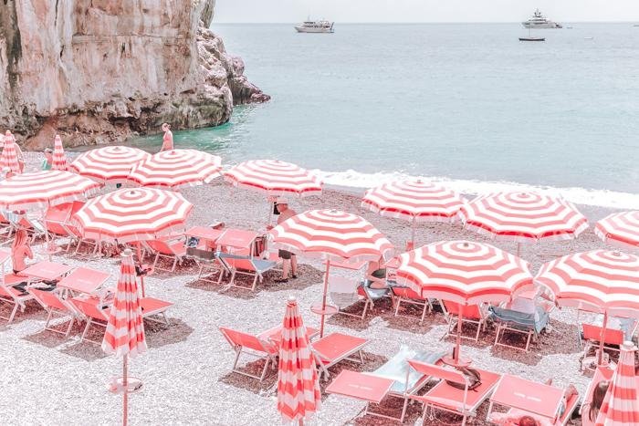 Italy Print - Positano Art Print - Orange Umbrellas