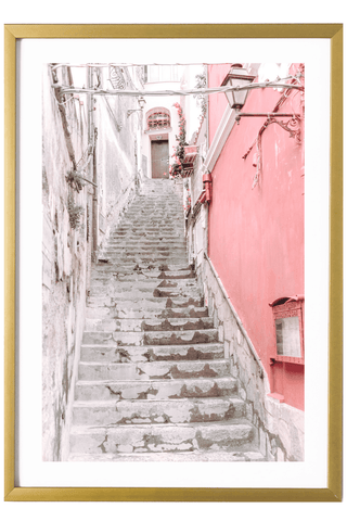 Italy Print - Positano Art Print - Pink Stairs