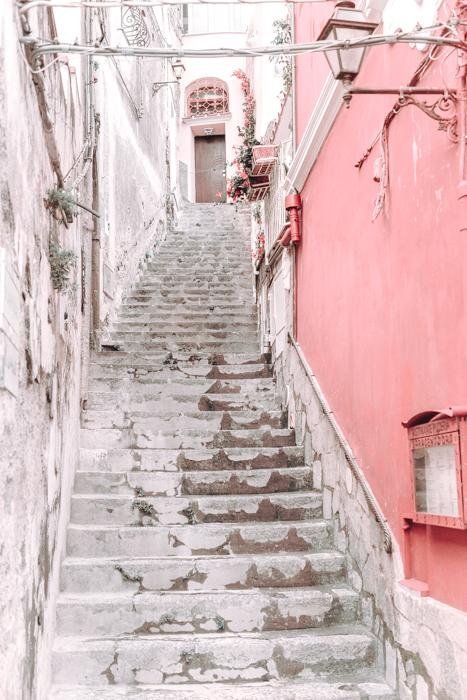 Italy Print - Positano Art Print - Pink Stairs