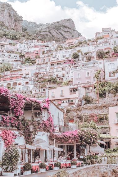 Italy Print - Positano Art Print - Positano in Pink