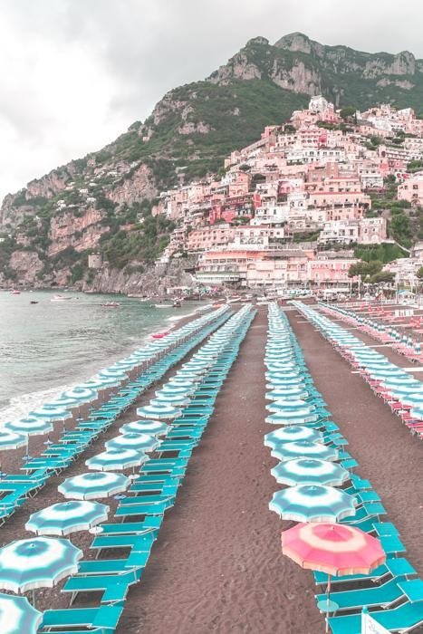 Italy Print - Positano Art Print - Umbrellas