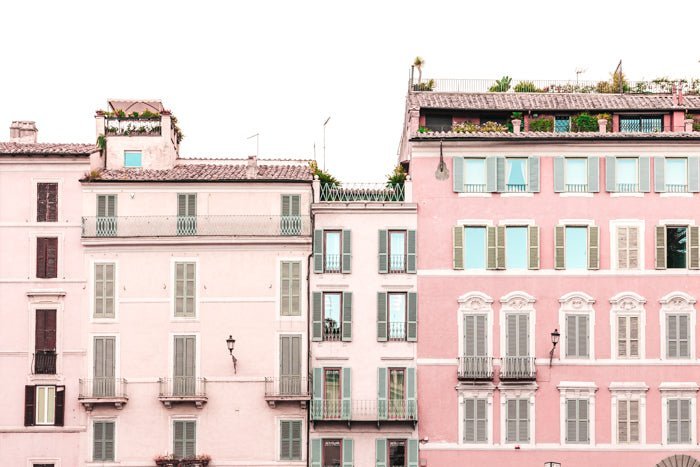 Italy Print - Rome Art Print - Pastel Pink Buildings
