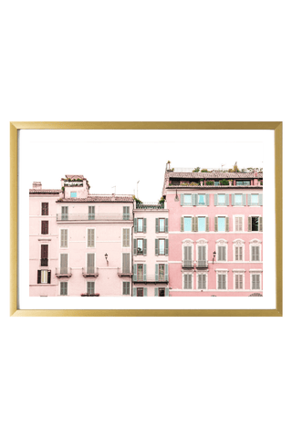 Italy Print - Rome Art Print - Pastel Pink Buildings