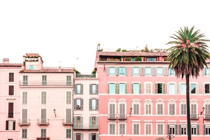 Italy Print - Rome Art Print - Pink Buildings #1