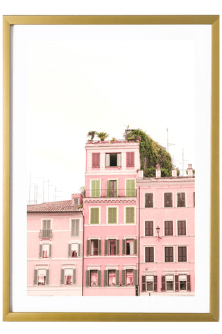 Italy Print - Rome Art Print - Pink Buildings #2